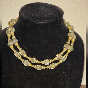 Elegant Yellow Beaded Necklace